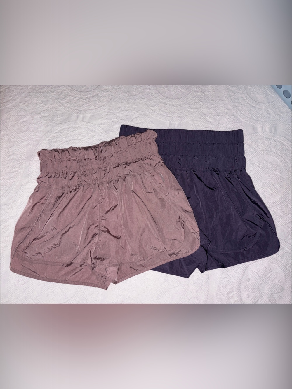 FP Movement by Free People Smocked High-Waist Shorts - Mauve & Purple